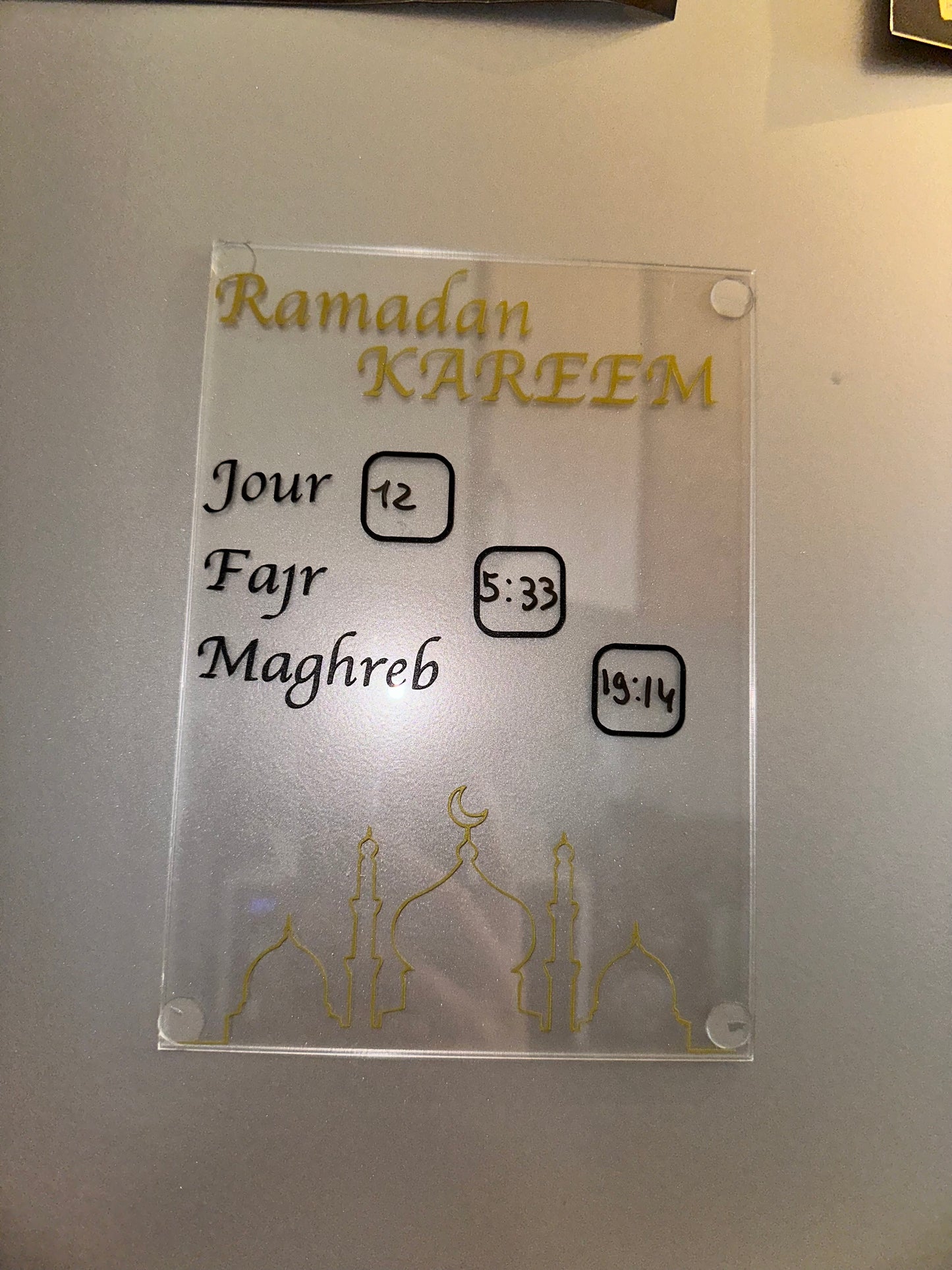 Plexiglass planner horaire ramadan